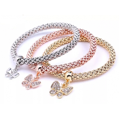 European and American Style Diamond-studded Butterfly Pendant Bracelet